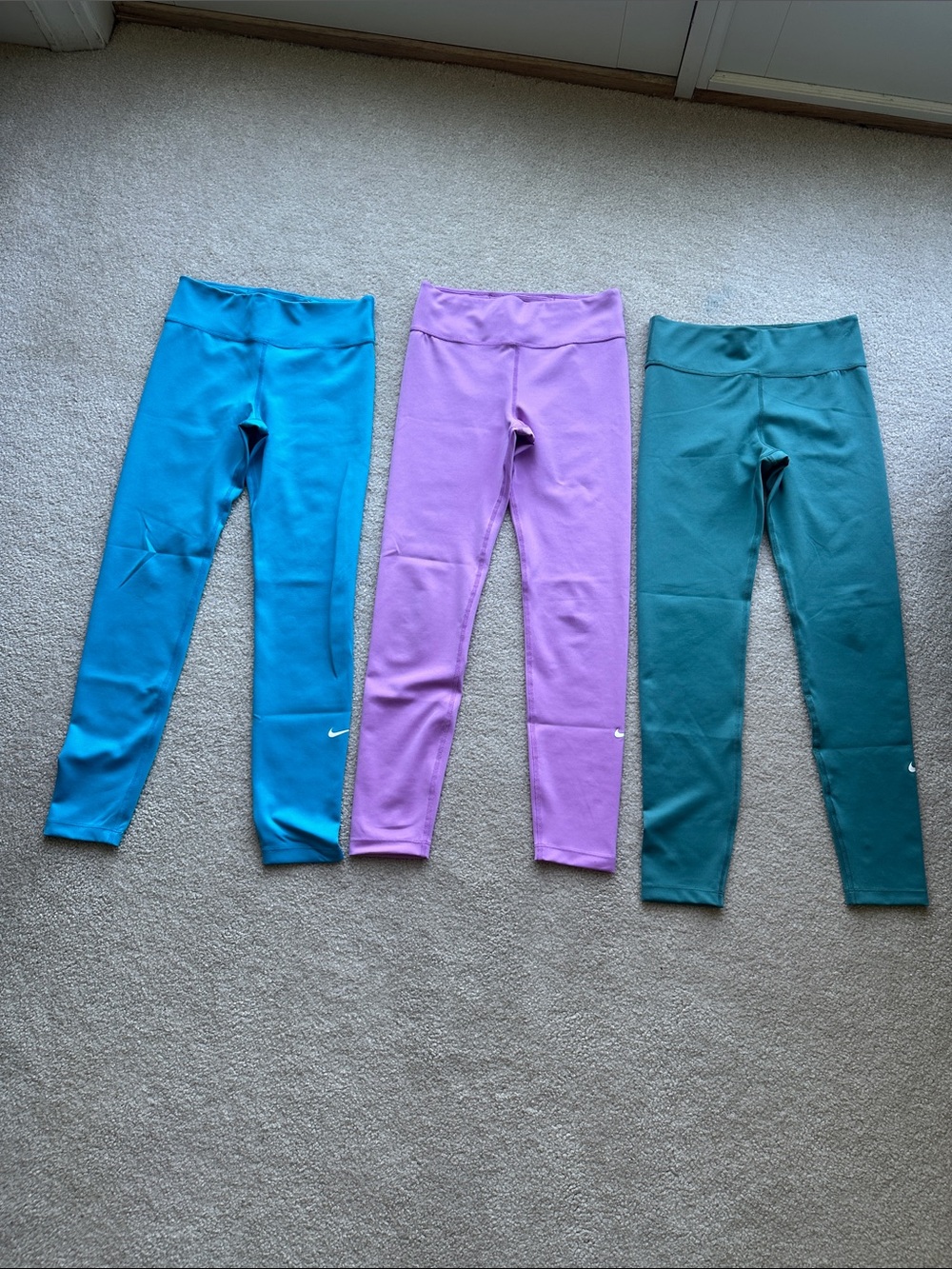 Nike Kids' Leggings Pack - Teal, Lavender, Teal-Green - M